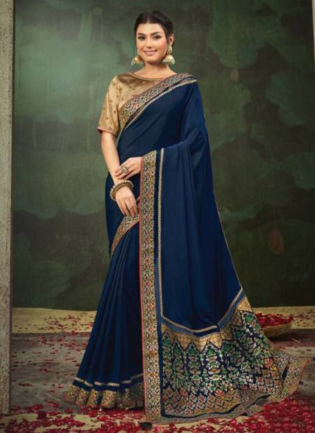 Blue Colour NORITA 42400 SERIES GATHA Mahotsav New Latest Designer Ethnic Wear Silk Saree Collection 42424